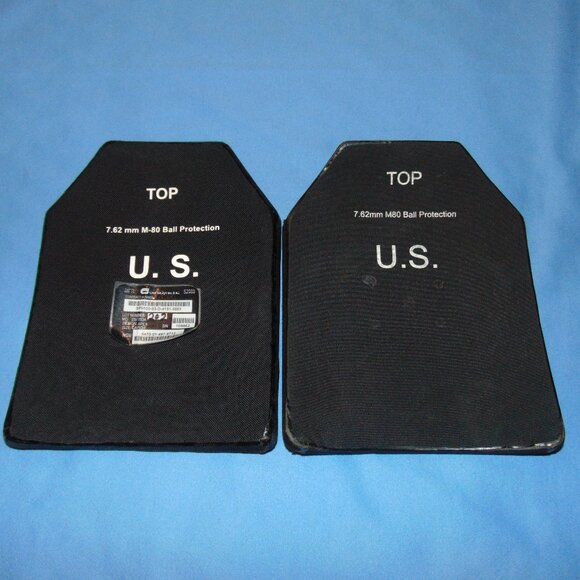 (2) Strike Face Plates - Body Armor Plates - LARGE - Ceramic -  Ceradyne Inc. - Picture 2 of 5